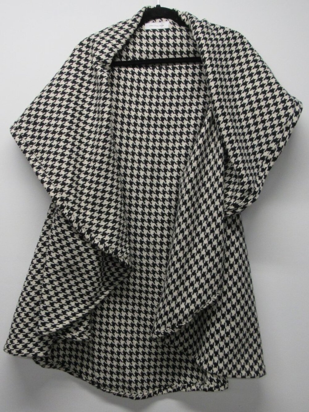 Woven Dream Designs One Of A Kind Upcycled Black Cream Herringbone Draped Vest